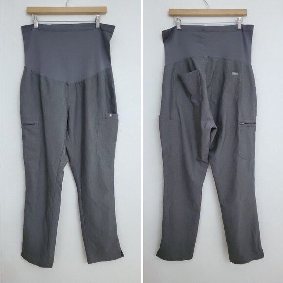 Figs Yola Maternity Technical Collection Scrub Pants in Heather Gray - Large - Picture 2 of 13